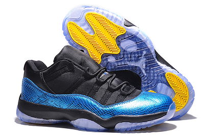 Michael Jordan 11 Retro Low Nightsnake Metallic Blue Snakeskin Black Yellow