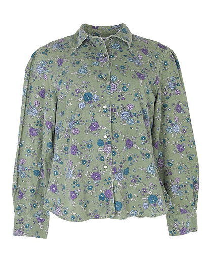 90s Green Floral Corduroy Shirt