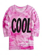 3/4 Sleeve Dye Effect Tunic Sweatshirt