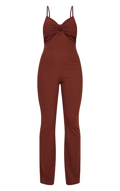 Chocolate Ring Detail Strappy Bandage Jumpsuit