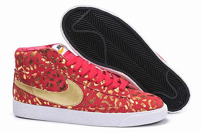 Mens Nike Blazer Mid Premium Vintage Leopard Red Gold Traines