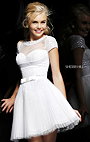 2014 Sherri Hill 21231 A-Line Ivory High Neck Beaded Tulle Homecoming Dress