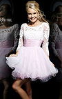 Jeweled Sherri Hill 21234 Long Sleeves Backless A-Line Floral Lace Prom Dress