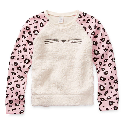Arizona Sherpa Girls Round Neck Long Sleeve Pullover Sweater - JCPenney