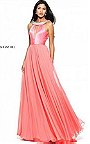 2017 Long Sherri Hill 50988 Coral Beaded Square Prom Dresses Cheap