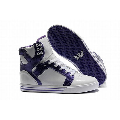 White Purple Supra Skytop Skate Shoes High Tops Mens