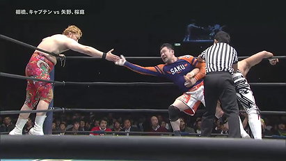 Hiroshi Tanahashi & Captain New Japan vs. Toru Yano & Kazushi Sakuraba (NJPW, New Japan Cup 2015, 03/15/15)
