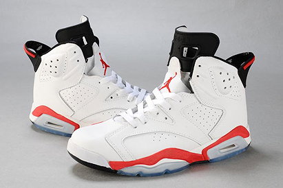 Retro 6 Jordan Basketball Sneakers Womens with Color Red and Black White