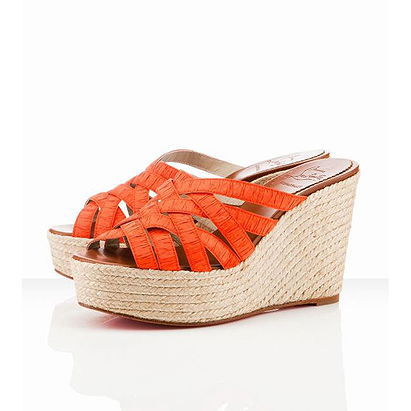 Christian Louboutin Crepon Wedges (Satin Orange)