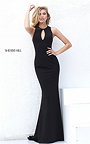 2017 Sherri Hill 50752 High Neck Cutout Back Slim Black Prom Gown