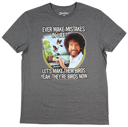 Bob Ross Ever Make Mistakes In Life? Men's Gray Graphic T-Shirt