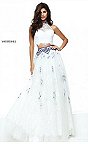 2017 Two-Piece Sherri Hill 50977 Floral Embroidered Halter Bridesmaid Dress