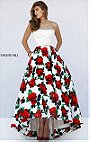 2016 Floral Printed Sherri Hill 50027 Strapless Sleeveless Ivory A Line Long Satin Evening Dresses