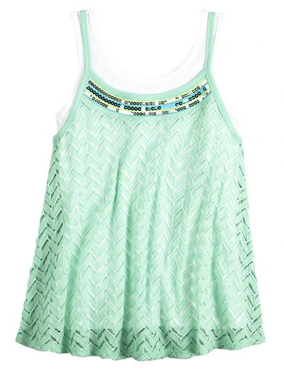 Embellished Lace Trapeze 2fer Tank
