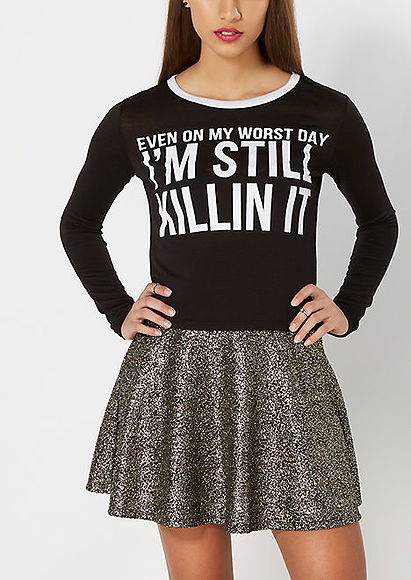 Still Killin' It Ringer Crop Top