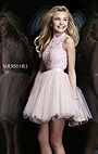 Blush Sherri Hill 21345 Lace Open-Back Tulle Short Bodice Cocktail Dress 2015 Sale
