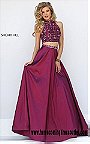 2016 Sherri Hill 32366 Wine/Multi Long Two-Piece Beaded Cutout Back Prom Gown