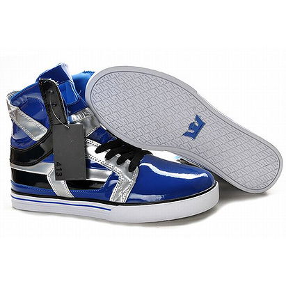 supra skytop skate shoes 2 blue silver mens size high tops