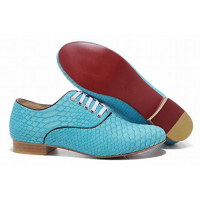 Light Blue Python Christian Louboutin Alfredo Womens Flat Red Sole Shoe