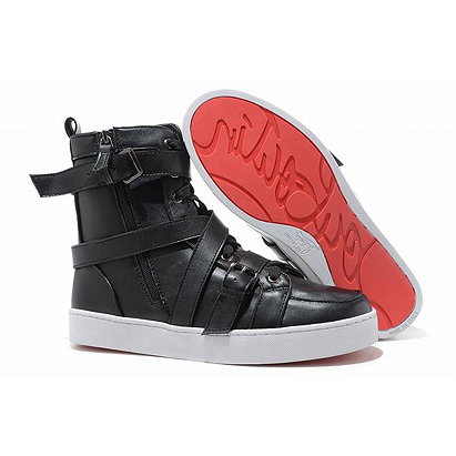 Christian Louboutin Spacer Flat High Top Womens Sneakers Leather Black