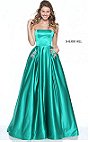 2017 Beaded Pockets Sherri Hill 50812 Satin Long A Line Prom Dresses Emerald