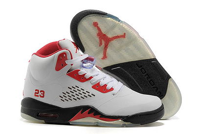 White & Fire Red - Black Nike Jordan 5 Women Style for Sale