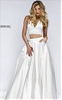 2017 Sherri Hill Style 50053 Halter Style 2 Piece Long Ivory Prom Gown
