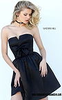 2016 Short Sherri Hill 50547 Ruched Strapless Black Homecoming Dresses