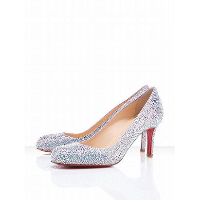 Christian Louboutin Mary 70mm Strass Aurora Boreale Crystals Bridal Pumps Red Sole Shoes