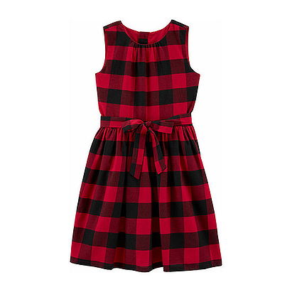 Carter's Girls Long Sleeve Plaid A-Line Dress - Preschool / Big Kid 1