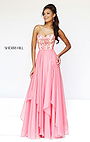 Sherri Hill 1924 Coral Sweetheart Strapless Layered Long Prom Dress Fashion