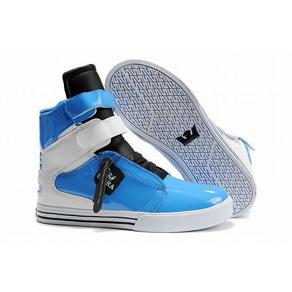 supra tk society high tops blue and white leather womens shoes