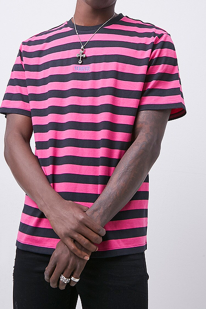 Verified Embroidered Graphic Striped Tee