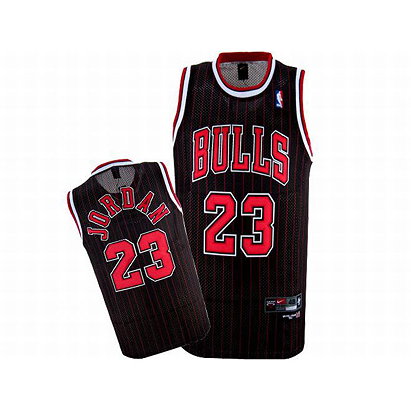 Michael Jordan #23 NBA Bulls Black Nike Jersey Red Strip And Numbers