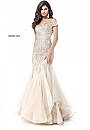 Beaded Applique Gold 2018 Sherri Hill 51618 Tiered Long Chiffon Mermaid Gowns