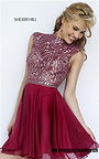 Ruby High Neck Sherri Hill 1979 Beaded Open Back Mini Party Dress Cheap