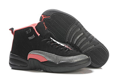 Heads Up: Ladies Retro 12 Basketball Sneaker with Black & Siren Red & Pink Release