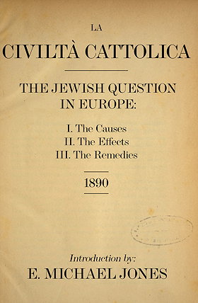 LA CIVILTÀ CATTOLICA — THE JEWISH QUESTION IN EUROPE