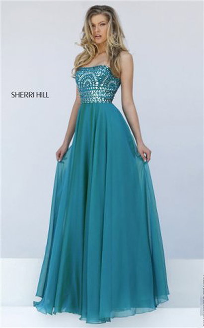 2016 Jade Strapless Beaded Long Homecoming Gown By Sherri Hill 1984