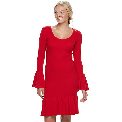 Juniors' Almost Famous Bell Sleeve Sweater Dress