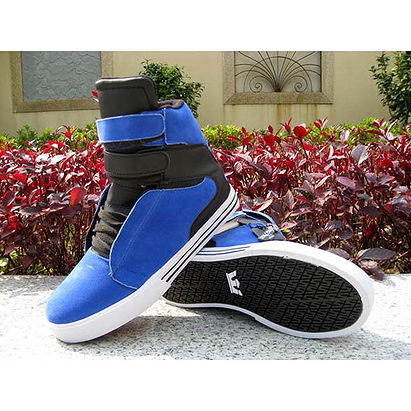 High Top Supra Shoes Blue and Black - Men Tk Society Sneakers
