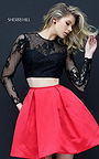 2016 Open Back Lace Long Sleeve Sherri Hill 50533 Two Piece Homecoming Dress