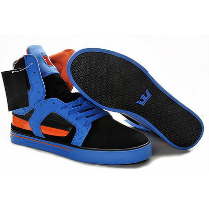 mens supra skytop 2 suede royal blue and orange black skateboard sneakers