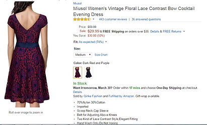 MIUSOL Women's Vintage Floral Lace Contrast Bow Cocktail Evening Dress, Dark Red and Purple, Medium