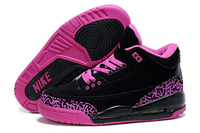 Ladies Suede Michael Jordan Retro 3 - Black/Pink Color