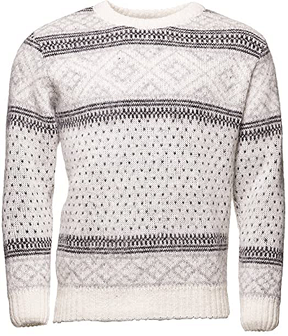 ICEWEAR PETUR Men's Crewneck Sweater Nordic Knit Design 100% Icelandic Wool Long Sleeve Winters Without Zip Sweater