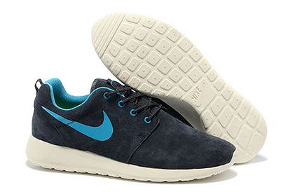 Nike Roshe Run Premium Shoe Anthracite Grey Blue Glow Sail White Mens