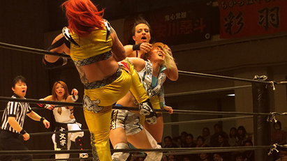 Mayu Iwatani & Jumonji Sisters vs. Dragonita, Heidi Lovelace & Hudson Envy (Stardom, The Hightest 2015, 03/29/15)