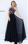 Sherri Hill 50149 Black/Multi Floral Printed Open Back 2016 Halter Neckline Long Chiffon Prom Dresses