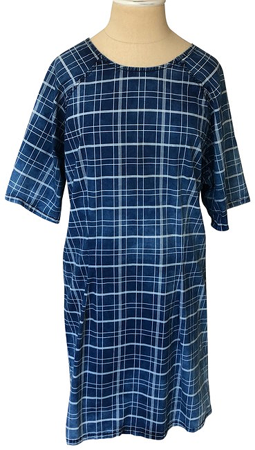Topshop Blue and White Moto Sleeve Geometric Euc Short Casual Dress Size 12
